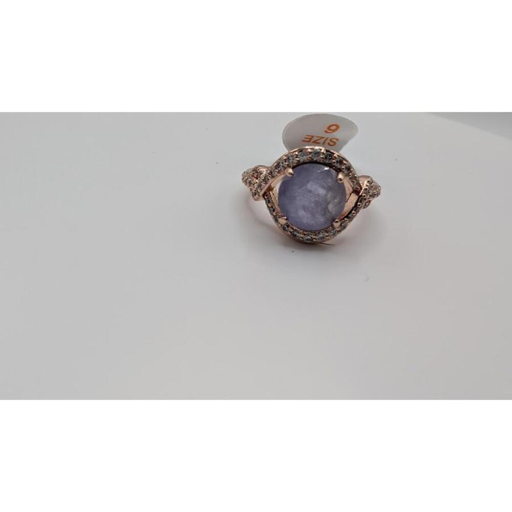 Rose Gold Plated Ring with Purple Stone Size 6 - Picture 1 of 5